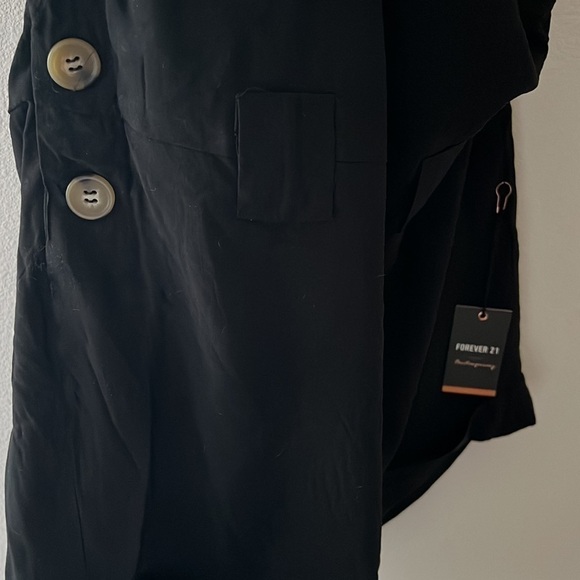 Forever 21 black high neck top V‎ back adjustable ties button sides romper new S - Picture 2 of 8